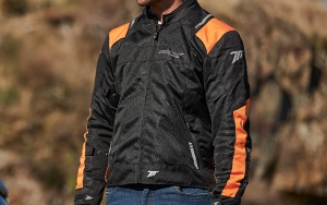 Veste d'été de course pour hommes modèle Seventy SD-JR52 couleur: noir/orange - Noir/orange, S