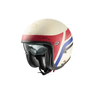 Vintage Helm - Blauw, Mat, Rood, Wit - Volwassene - 3XL - 01043473