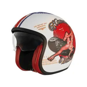 Vintage Pin Up Helm - Mat, Rood, Wit - Volwassene - M - 01043035
