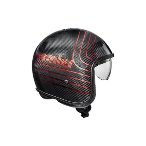 Vintage Platinum Edition Carbonhelm - Schwarz, Glänzend, Rot - Erwachsene - 3XL - 01043463
