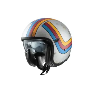 Vintage Platinum Edition Helm - Blau, Glänzend, Rot, Silber, Gelb - Erwachsene - 2XL - 01043464