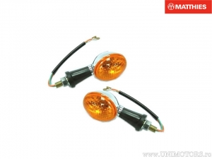Vorder-/Rückblinker-Set 2 Stück mit Indikatorabdeckung: 58x44mm und verchromtem Gehäuse und orangefarbenem Glas - JM