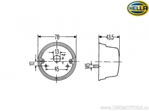 Vorderer Blinker- und Positionsleuchte 12V gelb / weiß mit Durchmesser 78mm - Hella