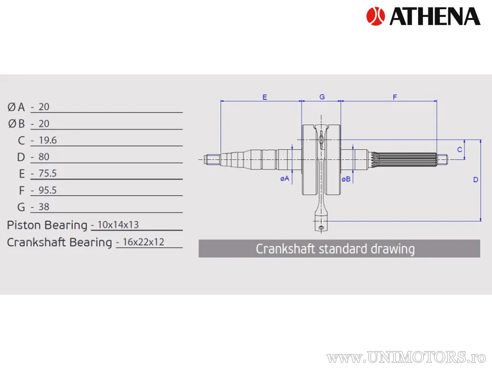Wielă cotită Athena STD, CPI 10mm - Athena