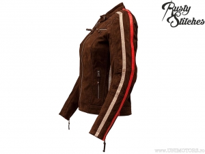 Women's Motorcycle Jacket Rusty Stitches Uma Nubuck Brown - Rusty Stitches