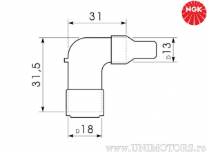 Zündkerzenstecker LB05EH mit 5 Kohm Widerstand aus schwarzem Phenolharz - NGK