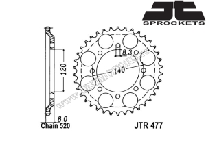 Zestaw łańcucha Kawasaki KLR 600 ('84-'90) - (DID / JT)