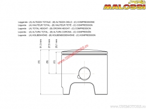 Zuiger 2T (diameter 52mm / bout 13mm / BB maat) - Malossi
