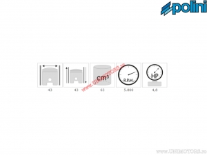 Zylinder-Set (Durchmesser 43mm / 63cc) - 1160145 - Polini