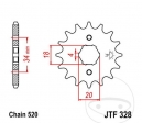 Μπροστινό πινιόν JTF328.15 (βήμα 520) - Barossa Silver Hawk 170 R / E-Ton BXL 100 / BXL 50 / DXL 50 / DXL 90 