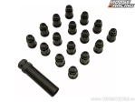 Комплект от 16 набраздени гайки за колело M12 x 1,25 - цвят: матово черен - Moos