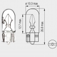 Мотопро - Нормален бек 12V - 3W със стъклено гнездо 2,1x9,5