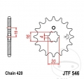 Преден пиньон JTF546.15 (стъпка 420) - Yamaha TT-R 90 / E / Kawasaki KX 60 B / 65 A / C / 80 B / D / E / G / L