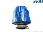 Air filter (100mm / 80mm / 32mm, right angle) - blue chrome - Polini