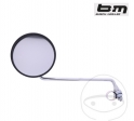 Black universal round left-right mirror with chrome arm Busch & Müller M8 mm for mounting on handlebar with clamp - JM