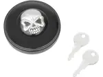 Capac de rezervor cu craniu, cu filet și blocare - Negru, lucios - 07030690