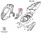 Carena laterala dreapta spate originala - galbena - Peugeot Speedfight / Speedfight 2 / WRC / X-Race 2T 50-100cc - Peugeot