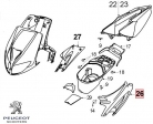 Carena laterala stanga spate originala - albastra deschis - Peugeot Speedfight / Speedfight 2 / X-Race 2T 50-100cc - Peugeot