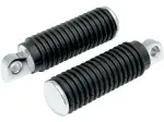 Chrome Foot Pegs with Rubber Sleeves - Black, Chrome, Polished - Long - DS253406