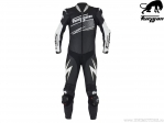 Furygan Leather Ride Black-White-Silver Motorcycle One-Piece Suit