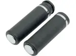 Gummigriffe mit Akzent-Ringen und Endkappen - Schwarz, Chrom - 06300747