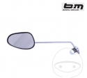 Left universal oval chrome mirror Busch & Müller M8 mm for handlebar mounting with clamp - JM
