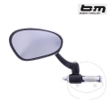 Left universal oval chrome mirror with black Busch & Müller arm for mounting inside handlebar end - JM