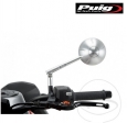 Left universal round mirror Puig Retro M8 (left thread) silver color handlebar mounting - JM