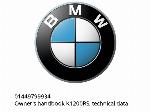 Owner\'s handbook K1200RS, technical data - 01449799934 - BMW