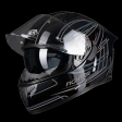PILOT - Full-face FLIPPER Fighter Helmet [sun visor] glossy black / grey [XS]