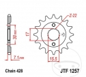 Pinhão dianteiro JTF1257.14 (passo 428) - Honda CR 80 R / Honda CR 80 RB 19 polegadas - JM