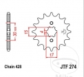 Pinhão dianteiro JTF274.14 (passo 428) - Kawasaki KX 80 T 19/16 polegadas / 80 W 17/14 polegadas / 85 A 17/14 polegadas - JM