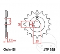 Pinhão dianteiro JTF555.14 (passo 428) - Kawasaki KX 85 B 19/16 polegadas / 85 I C 17/14 polegadas / Yamaha RD 80 LC II - JM
