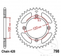 Pinhão traseiro JTR798.44 (passo 428) - Yamaha YZ 80 LW 17/14 polegadas / YZ 80 LW - YZ 85 LW 19/16 polegadas / YZ 85 SW 17/14 