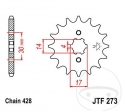 Pinion fata JTF273.16 (pas 428) - Benelli TNT 125 / Beta Minicross 107 R107 /  Kawasaki KLX 125 C / KLX 125 D D-Tracker - JM