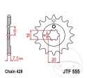 Pinion fata JTF555.14 (pas 428)  - Kawasaki KX 85 B 19/16 Zoll  / 85 I C 17/14 Zoll / amaha RD 80 LC II  - JM