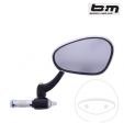 Right Universal Oval Chrome Mirror with Black Busch & Müller Arm for Handlebar End Mounting - JM