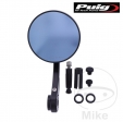 Universal round mirror Puig Grand Tracker black color mounted on handlebar end - JM